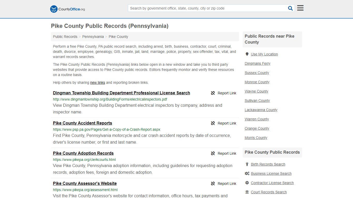 Public Records - Pike County, PA (Business, Criminal, GIS ...